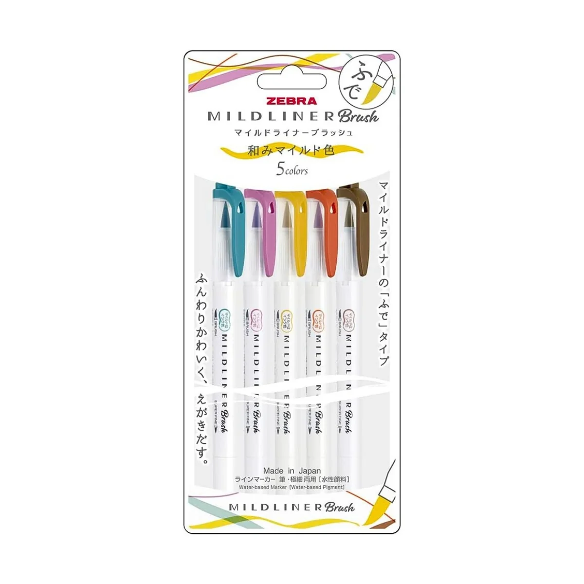 Zebra Mildliner Brush Line Marker Pen – (Set of 5)