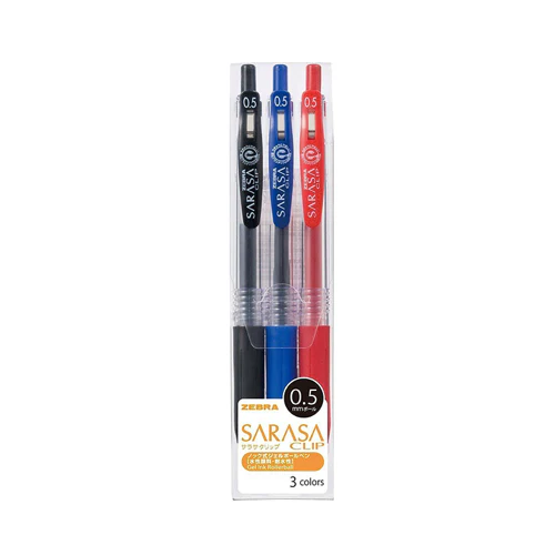 Zebra Sarasa Clip Gel Retractable Pen 0.5mm – 3 pack