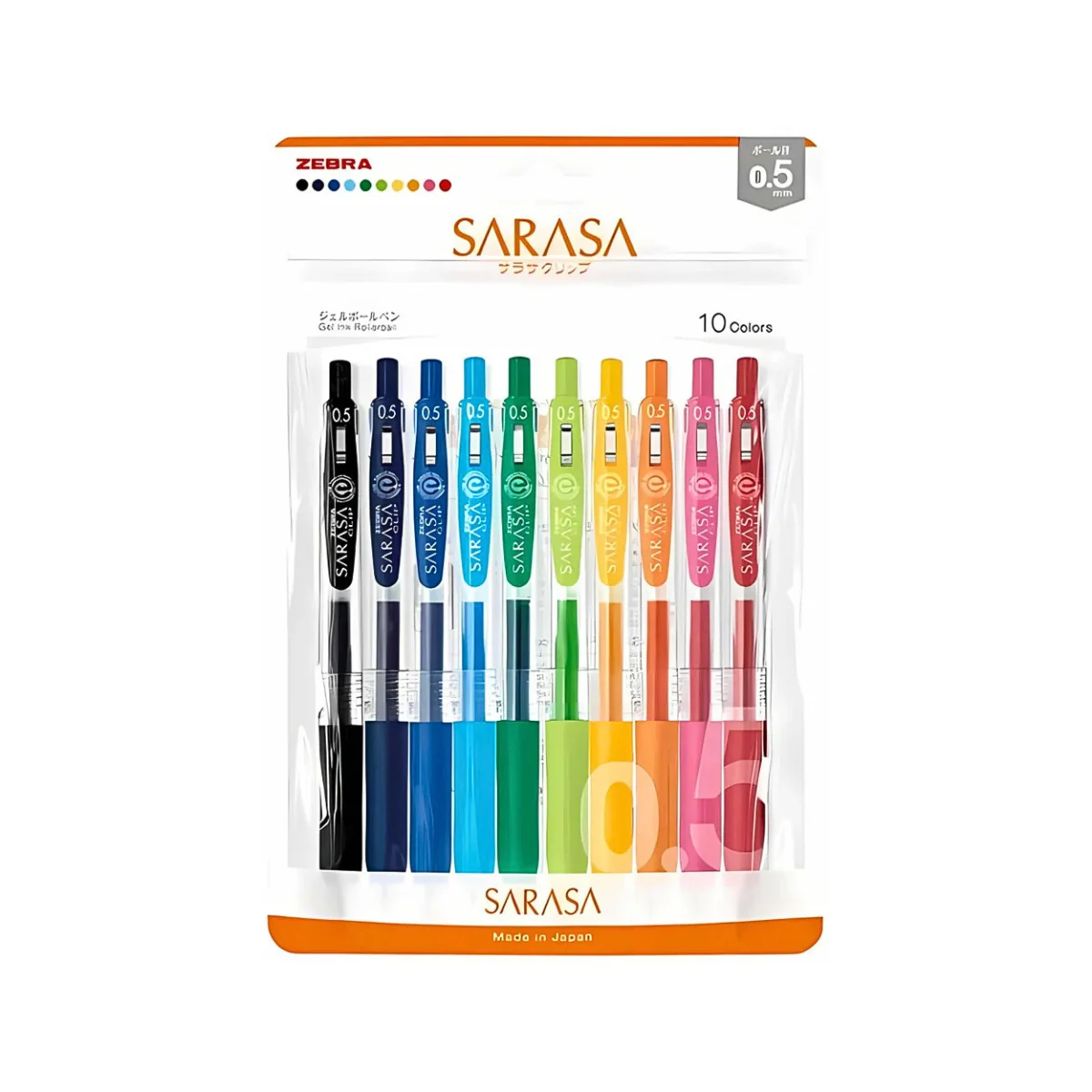 Zebra Sarasa Clip Gel Pen Set – 0.5mm – 10 Colours