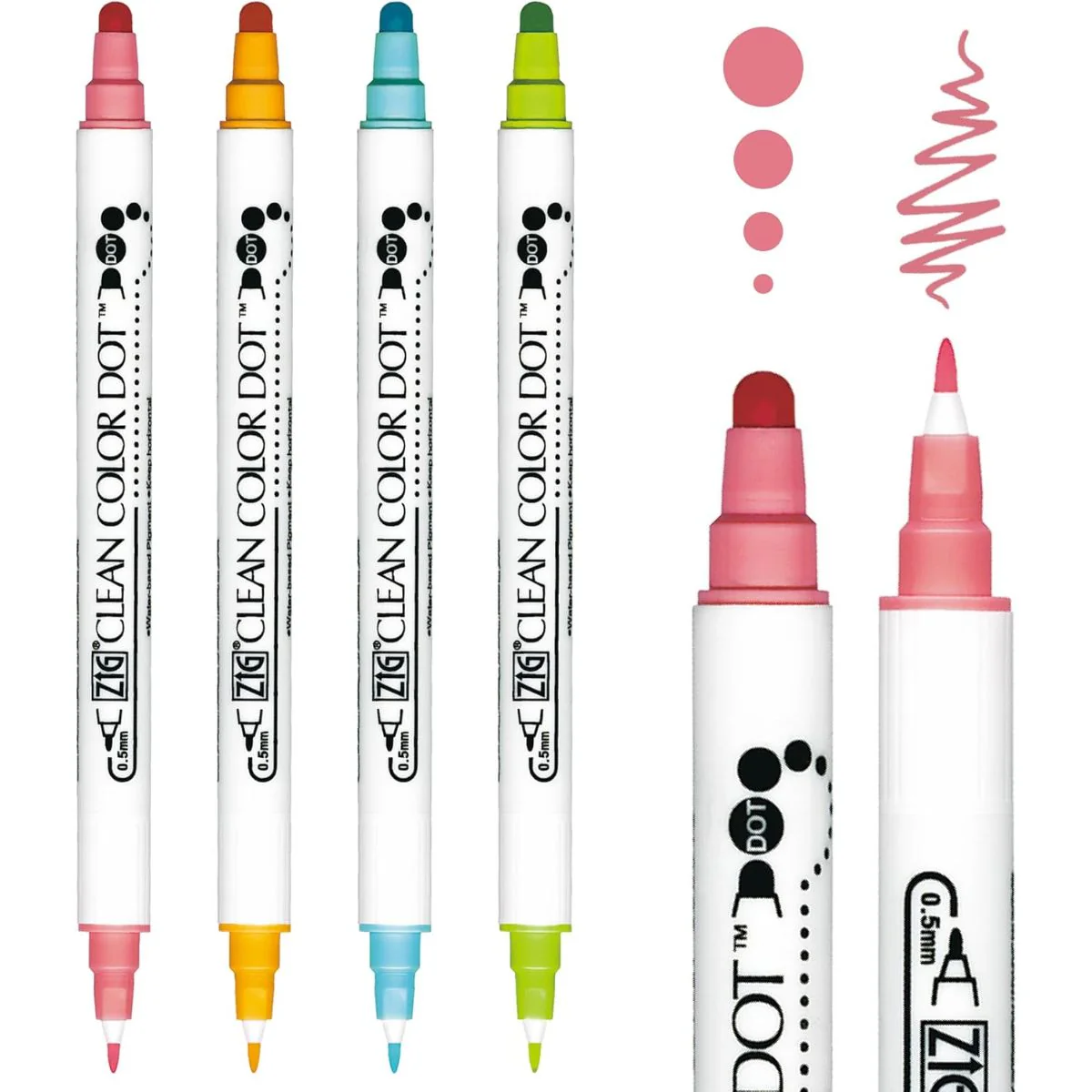 Kuretake ZIG Clean Color Dot Marker Pen (Set of 4)